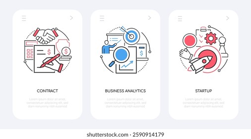 Contract and startup - line design style banners set