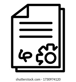 Contrato con el icono de soporte. Contratos de esquema con el icono del vector de soporte para el diseño web aislado en fondo blanco