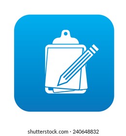 Contract symbol design on blue button,clean vector