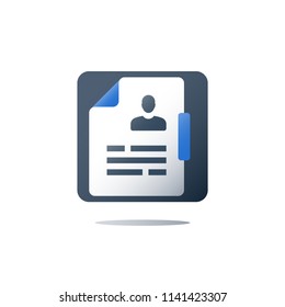 Contract terms and conditions, application form, registration services, exam preparation, assignment concept, vector flat icon