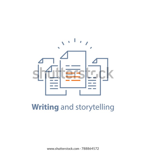 契約条件 ドキュメント用紙 クリエイティブな文章 ストーリーテリングのコンセプト 簡単な概要の読み取り 割り当て ベクター画像のアイコン 細い線の イラスト のベクター画像素材 ロイヤリティフリー