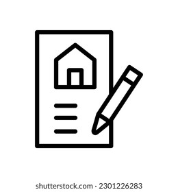 Contract Thin line icon - Real Estate - EDITABLE STROKE - EPS Vector