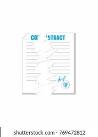 Contract torn on white background