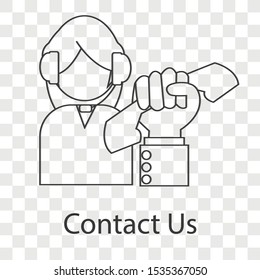 Contract us icon concept on transparency background. Creative idea design use for your project. Line vector illustration for presentation, mobile app, web page.