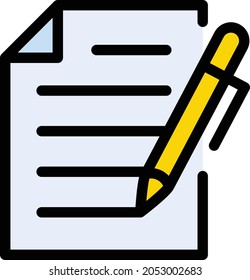 icono de línea de color de vector de contrato
