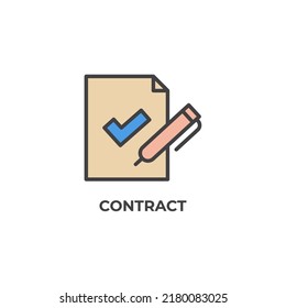 contract vector icon. Colorful flat design vector illustration. Vector graphics