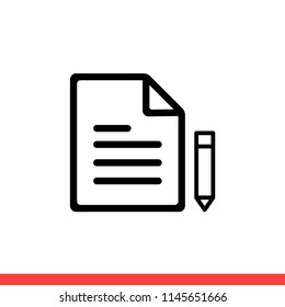 Contract vector icon, legal document symbol. Simple, flat design illustration for web or mobile app