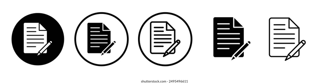 Contract vector icon set in black and white color.