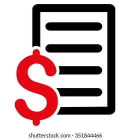 Contract vector icon. Style is bicolor flat symbol, intensive red and black colors, rounded angles, white background.