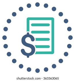 Contract vector icon. Style is bicolor flat circled symbol, cobalt and cyan colors, rounded angles, white background.
