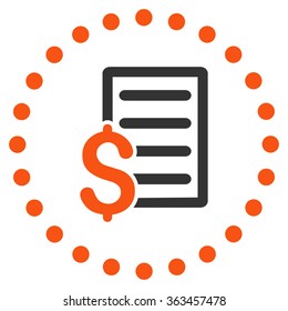 Contract vector icon. Style is bicolor flat circled symbol, orange and gray colors, rounded angles, white background.