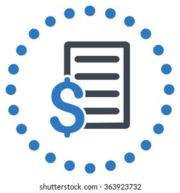 Contract vector icon. Style is bicolor flat circled symbol, smooth blue colors, rounded angles, white background.
