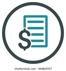 Contract vector icon. Style is bicolor flat circled symbol, soft blue colors, rounded angles, white background.