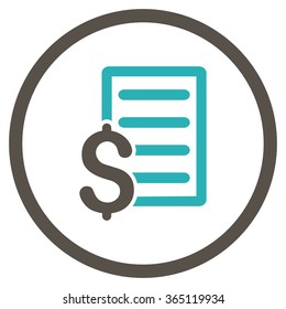 Contract vector icon. Style is bicolor flat circled symbol, grey and cyan colors, rounded angles, white background.