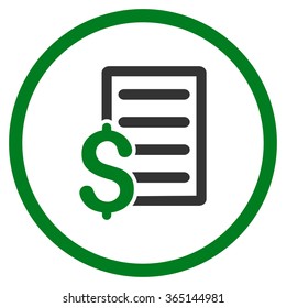 Contract vector icon. Style is bicolor flat circled symbol, green and gray colors, rounded angles, white background.