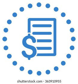 Contract vector icon. Style is flat circled symbol, cobalt color, rounded angles, white background.