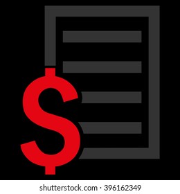 Contract vector icon. Style is flat symbol, red color, black background.