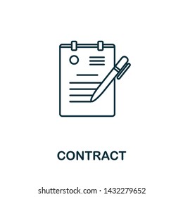 Contract vector icon symbol in outline style. Creative sign from human resources icons collection. Thin line Contract icon for computer and mobile. Symbol, logo vector graphics.