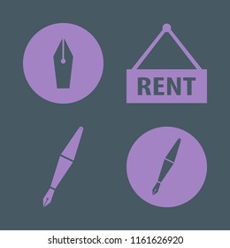 contract vector icons set. with fountain pen and house rent in set