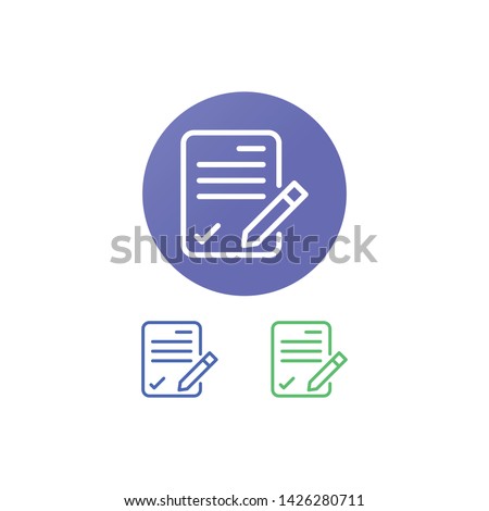 Contract Vector Illustration, outline sign with colorful gradient 