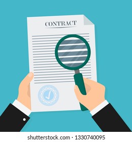 Contract Verification in flat style, business concept, vector illustration