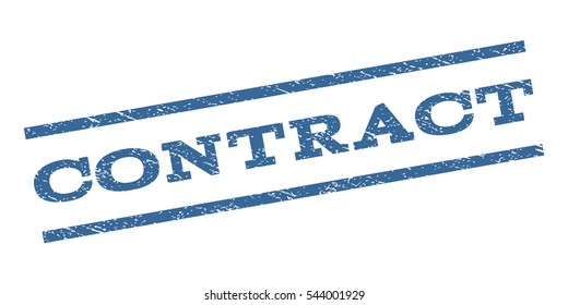 Contract watermark stamp. Text tag between parallel lines with grunge design style. Rubber seal stamp with dust texture. Vector cobalt blue color ink imprint on a white background.