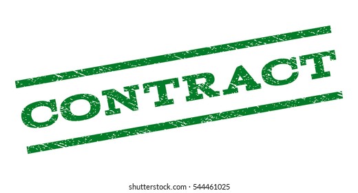 Contract watermark stamp. Text tag between parallel lines with grunge design style. Rubber seal stamp with scratched texture. Vector green color ink imprint on a white background.