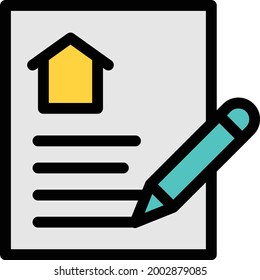 contrato con fondo blanco.contract es un símbolo del icono de la línea de arquitectura.color.