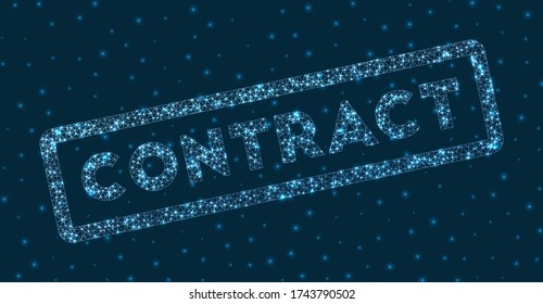 Contract word in digital style. Glowing geometric Contract badge. Powerful vector illustration.