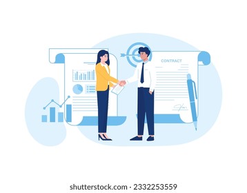 Contract work to achieve the target trending concept flat illustration