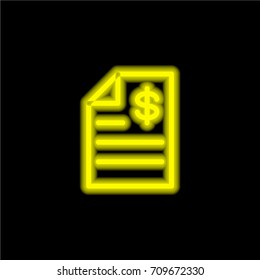 Contract yellow glowing neon ui ux icon. Glowing sign logo vector