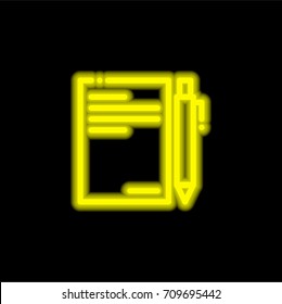 Contract yellow glowing neon ui ux icon. Glowing sign logo vector
