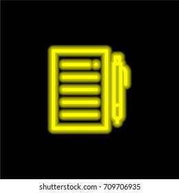 Contract yellow glowing neon ui ux icon. Glowing sign logo vector