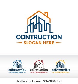 contraction building logo concept logo design vector