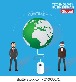 Contract,Online concept design on blue background,clean vector