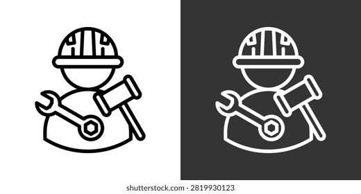 Contractor Black And White Multiple Style Icon Set Collection Pack Vector Illustration