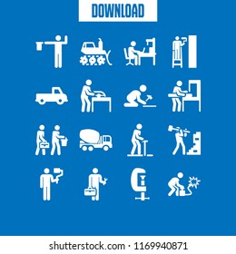 contractor icon. 16 contractor vector set. workers, painter, worker and bulldozer icons for web and design about contractor theme
