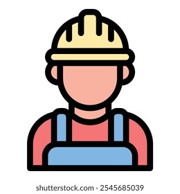 Contractor Icon Building Professional in Flat Line Color Style