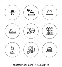 Contractor icon set. collection of 9 outline contractor icons with hat, helmet, paint icons. editable icons.