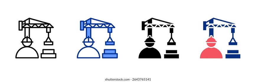 Contractor icon sheet multiple style collection