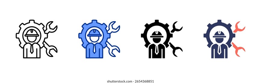 Contractor icon sheet multiple style collection