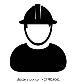 Contractor icon vector male worker person profile avatar with hardhat helmet in glyph pictogram illustration