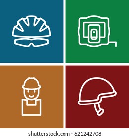 Contractor icons set. set of 4 contractor outline icons such as measure tape, worker