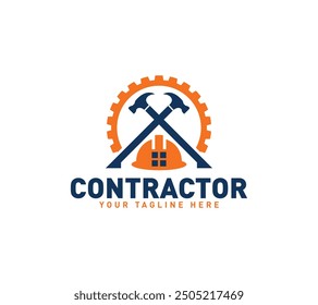 Contractor logo design, Vector illustration.