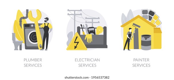Contractor services abstract concept vector illustrations.