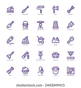 Contractor Tool icon pack for your website, mobile, presentation, and logo design. Contractor Tool icon basic line gradient design. Vector graphics illustration and editable stroke.