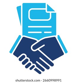 Ícone De Contratos Em Design Plano Monocromático Azul, Ilustração De Vetor