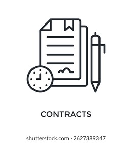 Contracts Icon Outline Style. Vector Illustration For Graphic Design