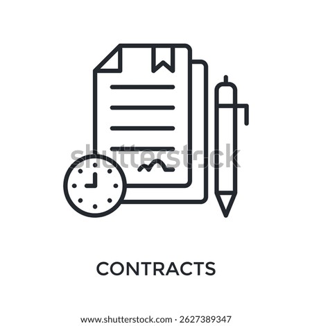 Contracts Icon Outline Style. Vector Illustration For Graphic Design