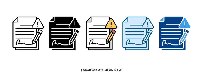 Ícone de risco contratual definir coleção de vários estilos